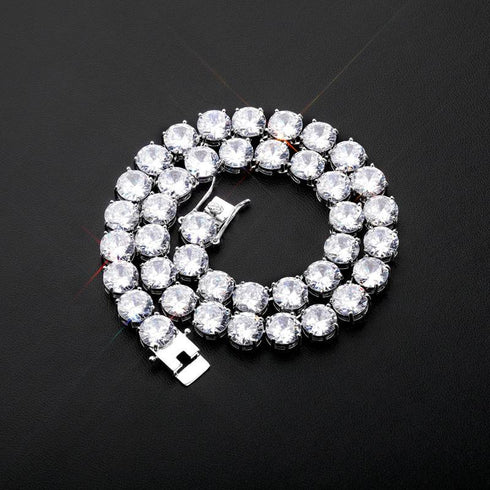 10mm large zircon necklace neck chain hip hop jewelry single-row chain necklace for men and women